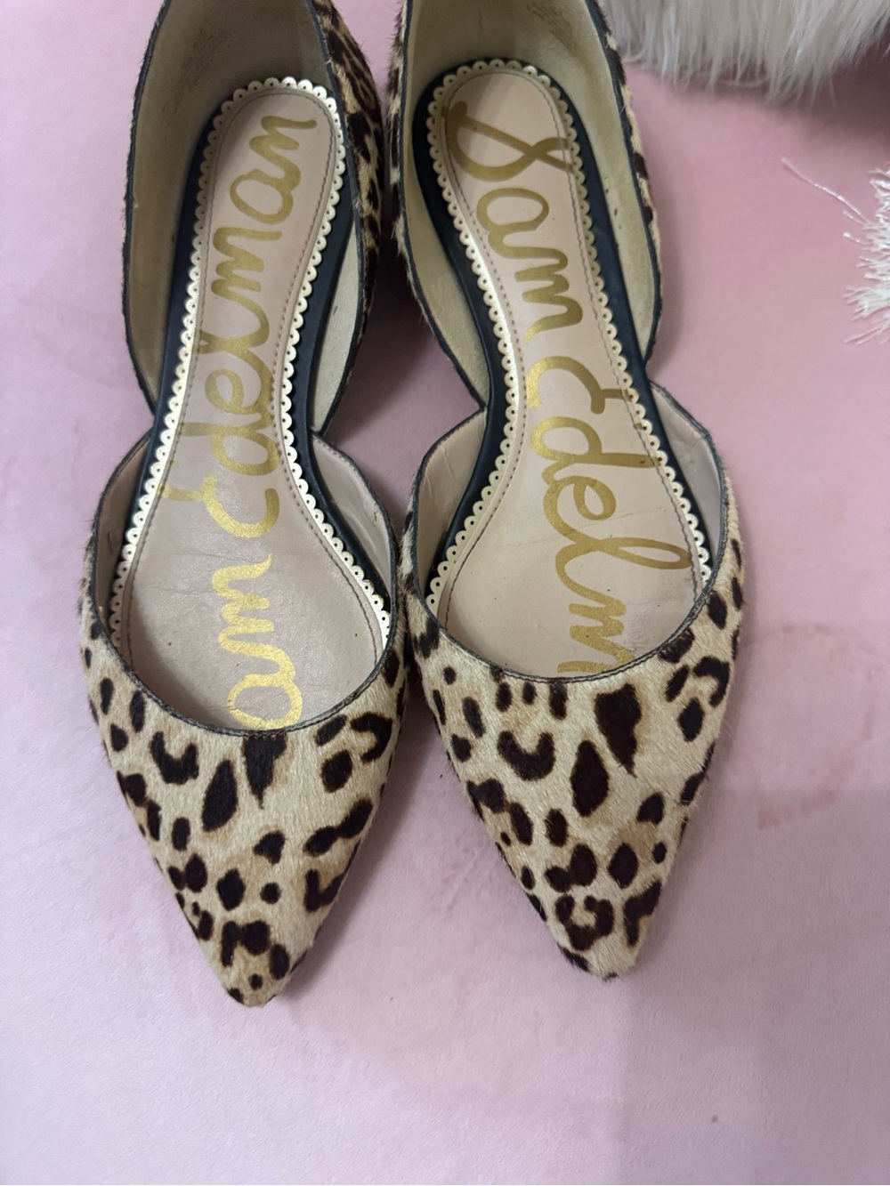 Sam Edelman Rodney Leopard-Print Calf Hair D’Orsay Flats. Size 7.5